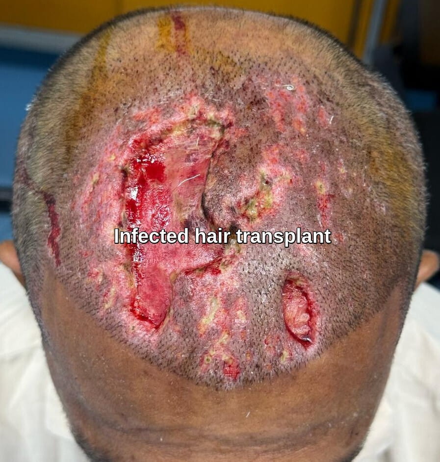 Infected hair transplant treatment